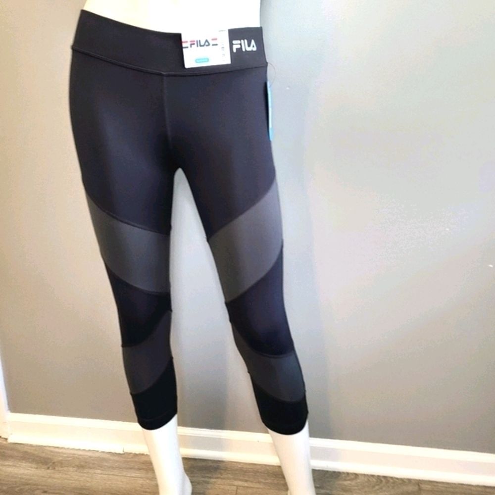 FILA Athletic Leggings Womens Size XS NEW TAGS Black Gray Colorblock - Picture 8 of 13
